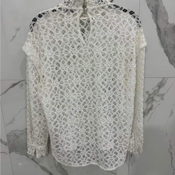 SANDRO White Lace Long Sleeve Top - Picture 4 of 6